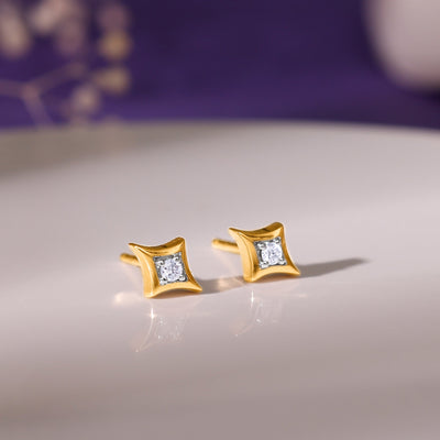 Gold Sparkle Diamond Earrings