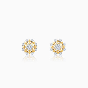 Gold Sparkling Dahlia Diamond Earrings