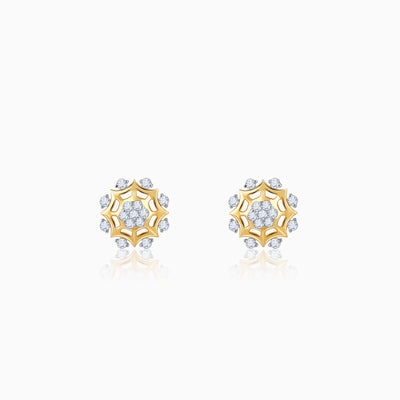 Gold Sparkling Dahlia Diamond Earrings
