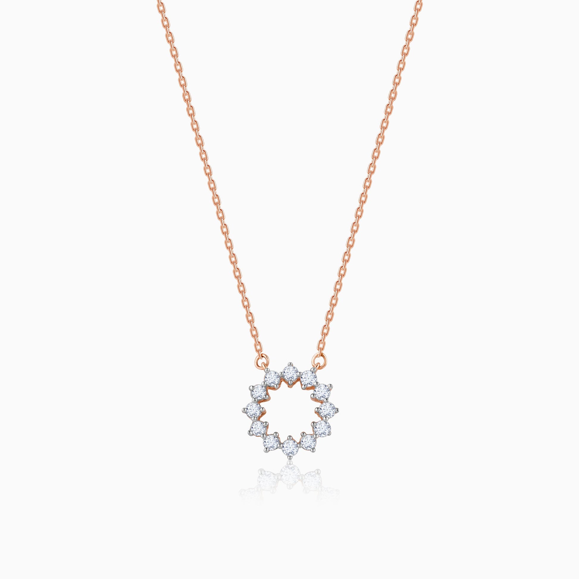 Rose Gold Aureole Diamond Necklace