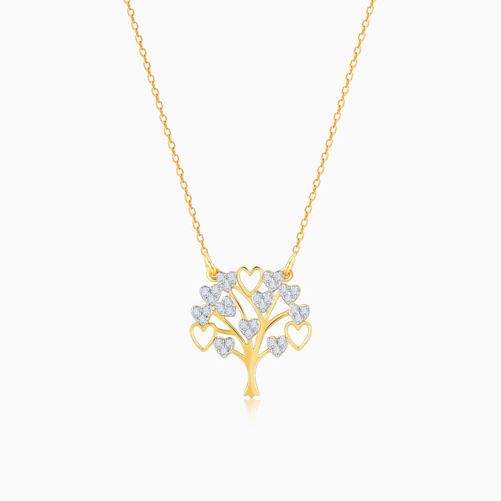 Gold Tree of Hearts Diamond Necklace