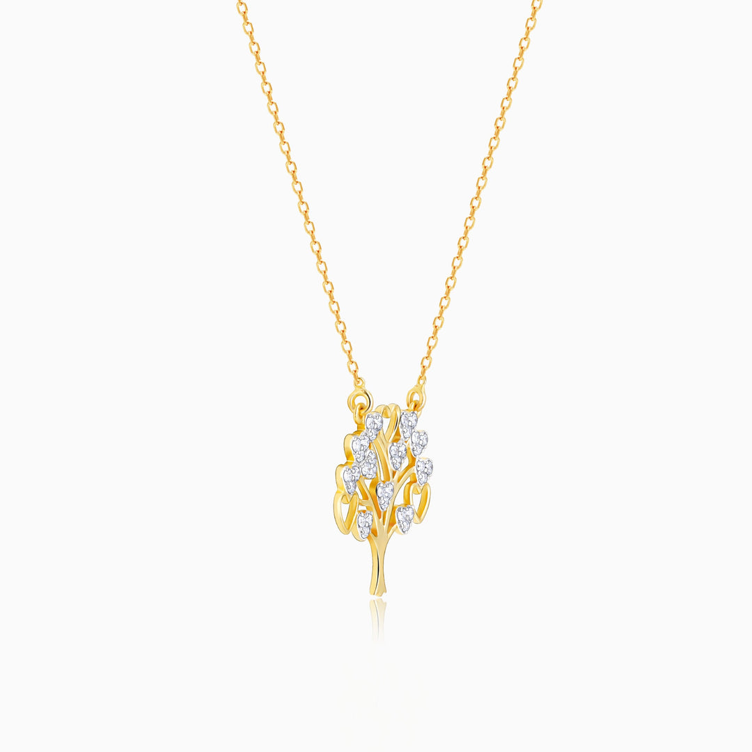 Gold Tree of Hearts Diamond Necklace