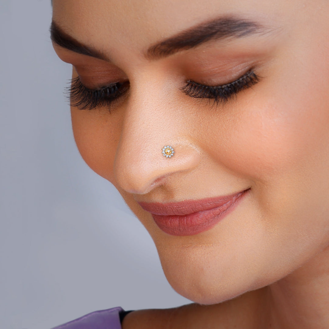 Gold Mystical Aura Diamond Nose Pin