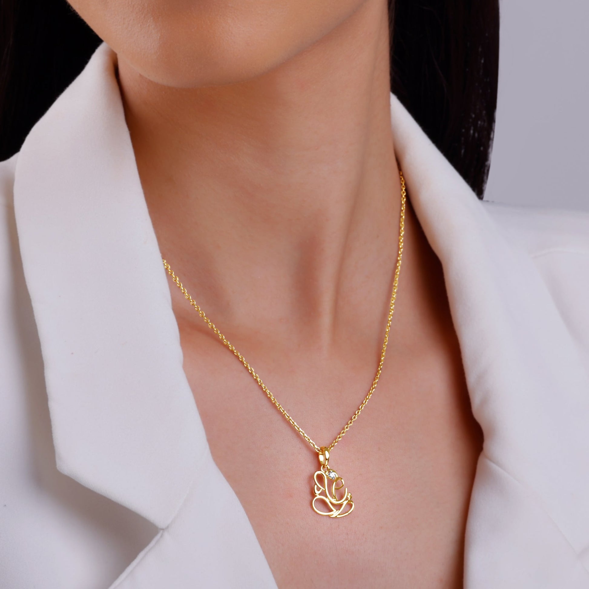 Gold Ganesha Diamond Pendant