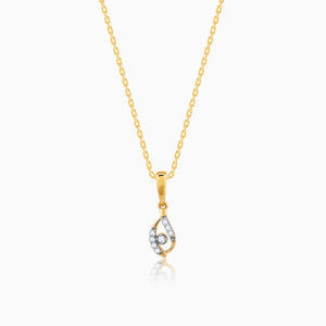 Gold Captivating Droplet Diamond Pendant