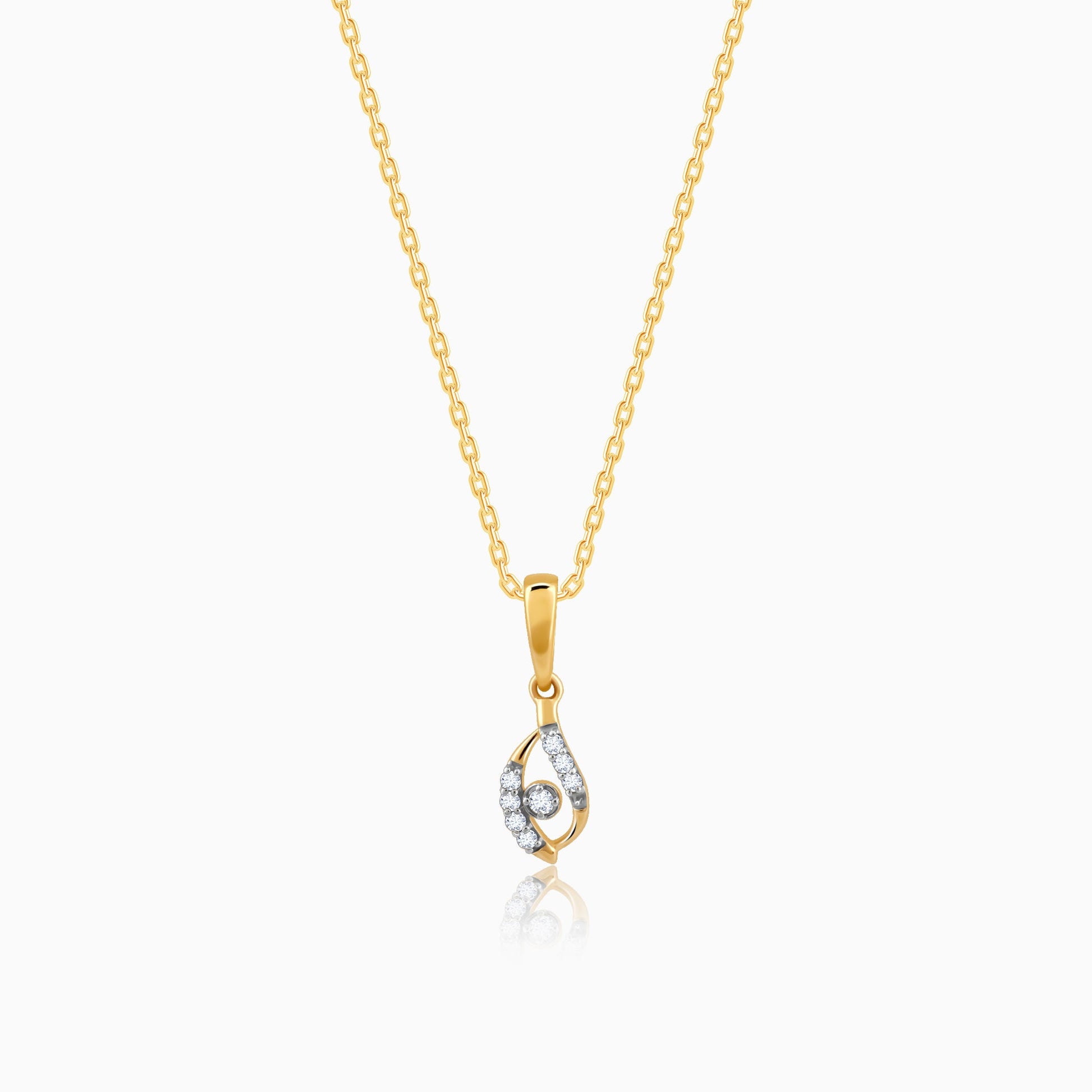 Gold Captivating Droplet Diamond Pendant