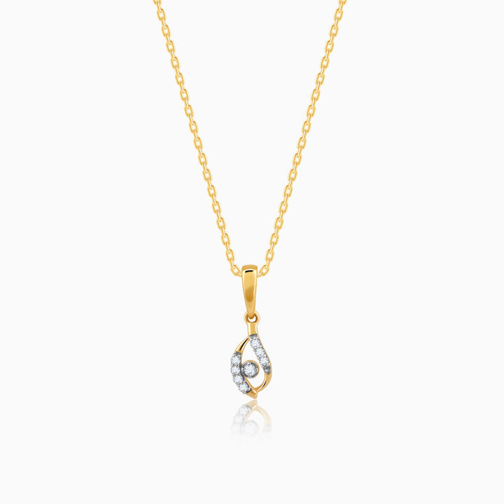 Gold Captivating Droplet Diamond Pendant