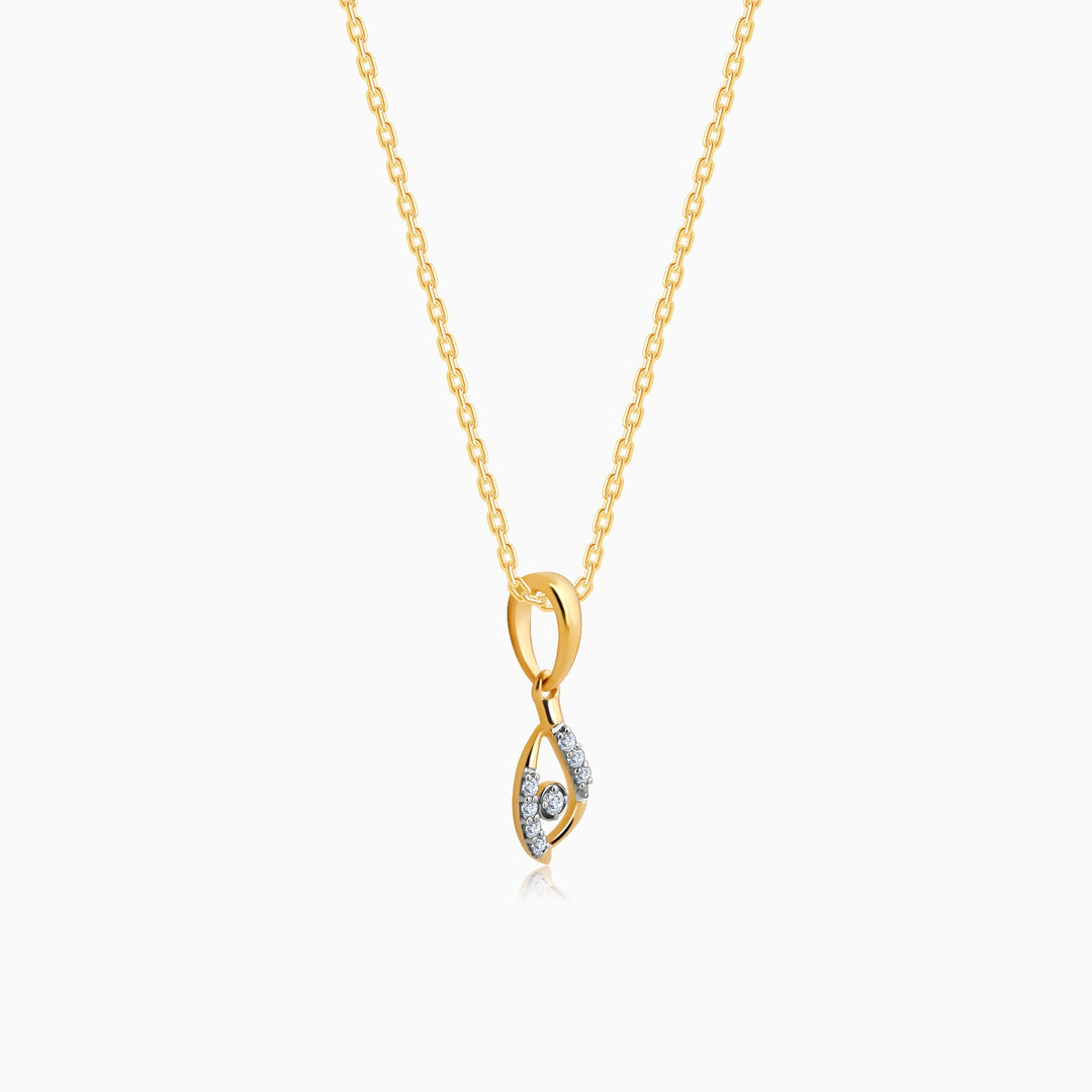 Gold Captivating Droplet Diamond Pendant