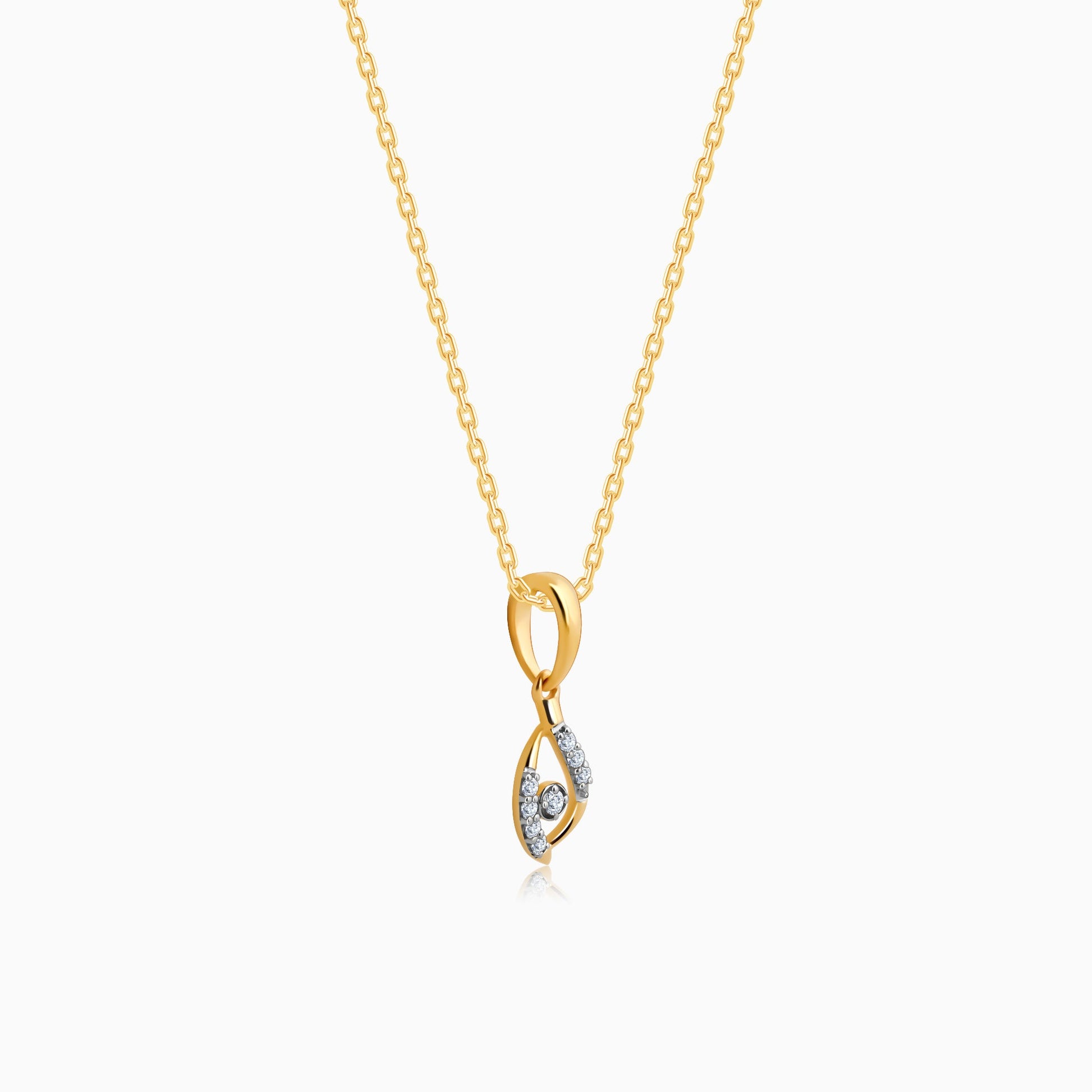 Gold Captivating Droplet Diamond Pendant