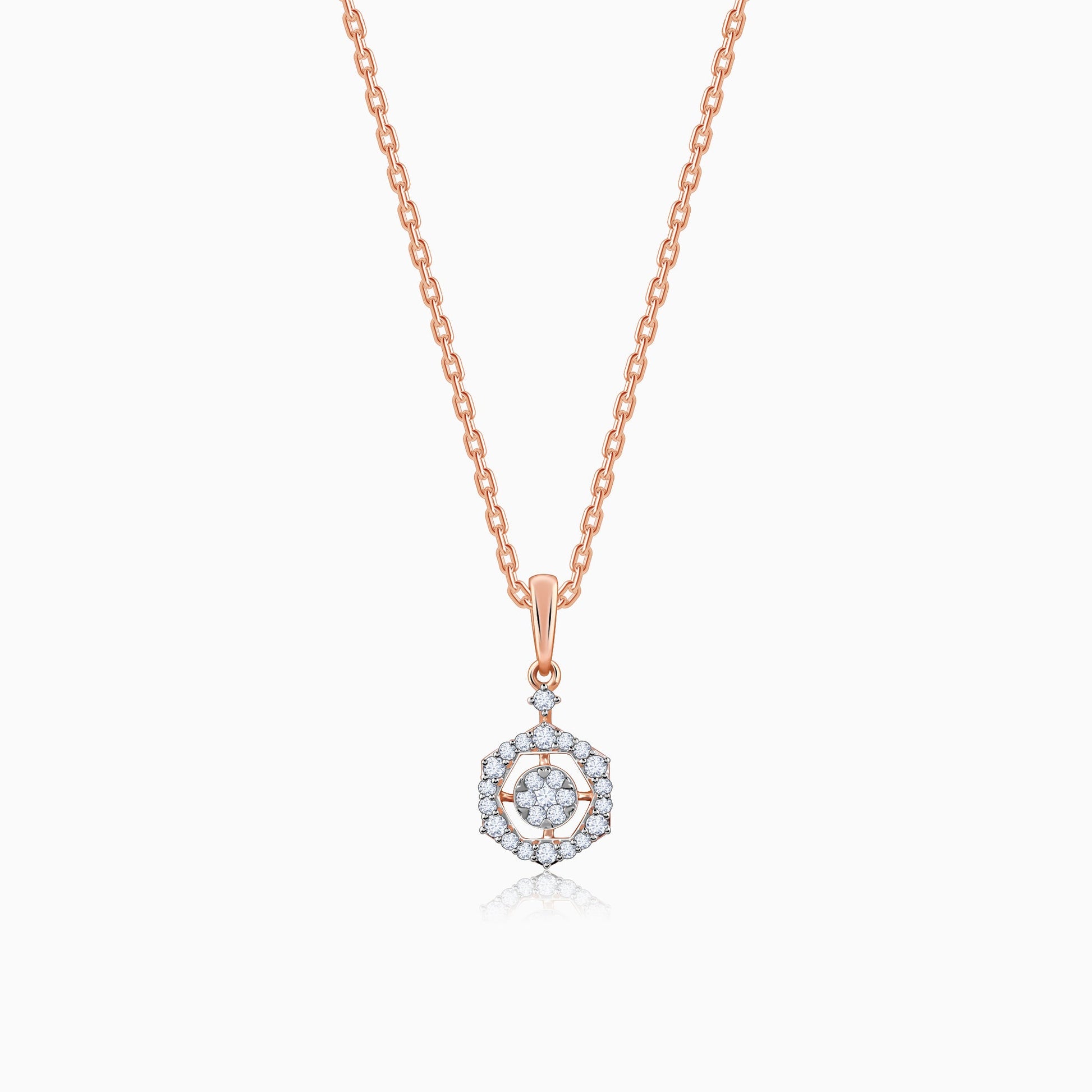 Rose Gold Sparkling Floral Diamond Pendant