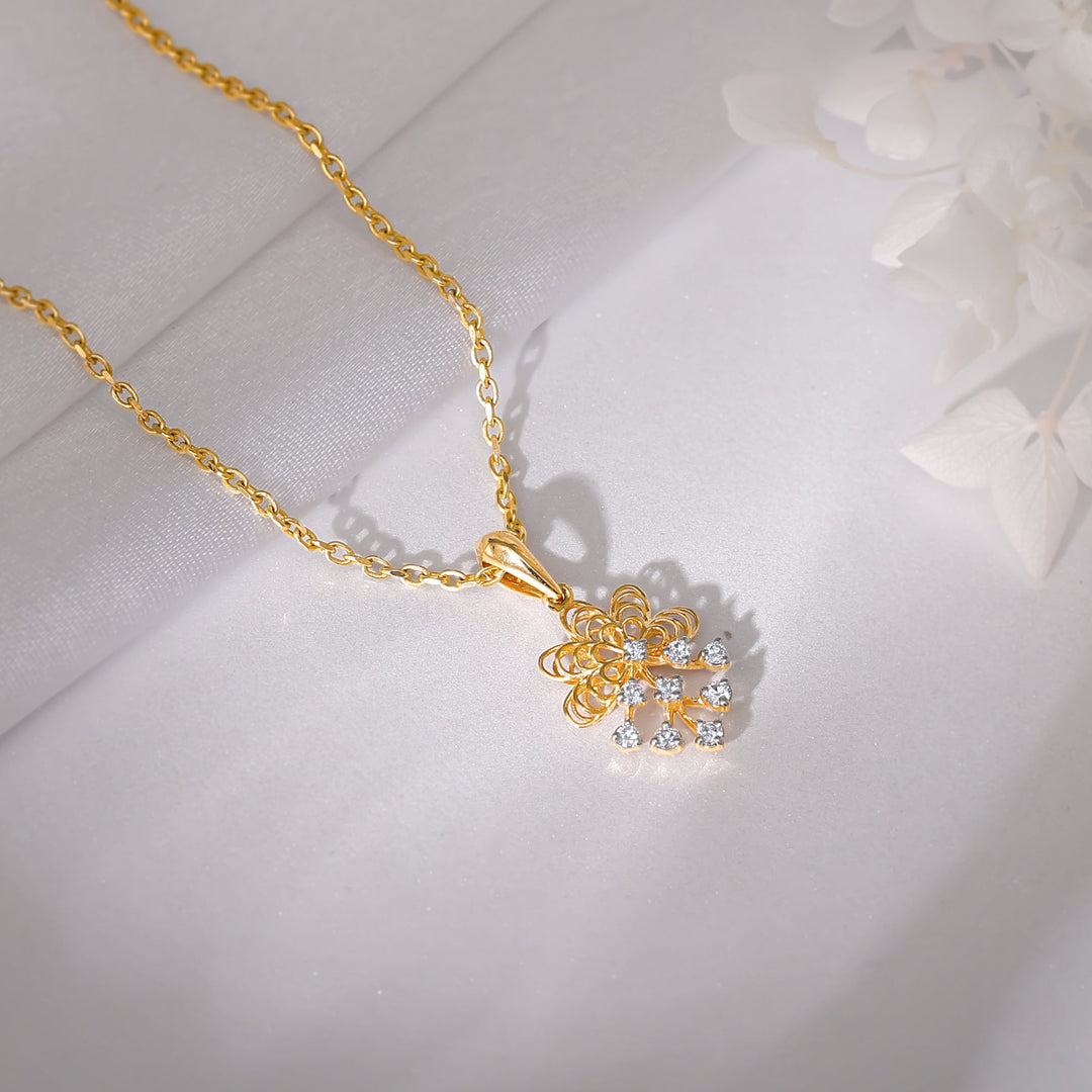 Gold Marigold Diamond Pendant