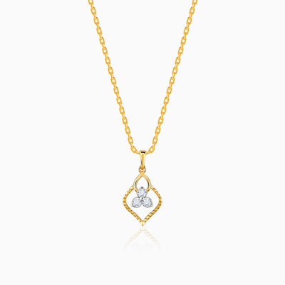 Gold Sparkling Clover Diamond Pendant
