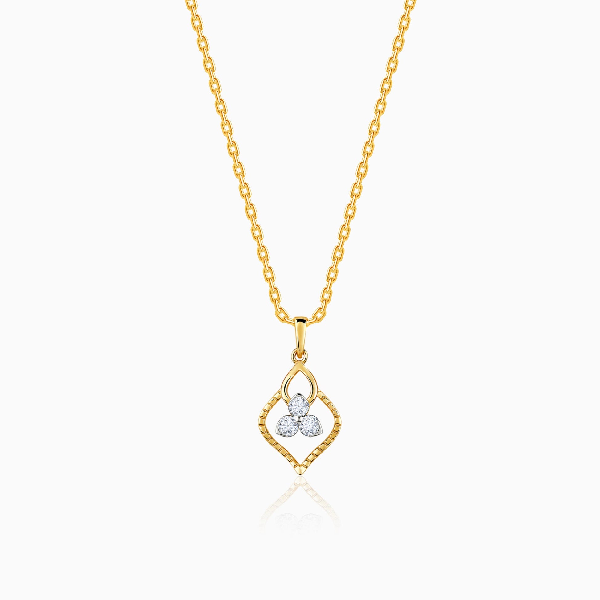 Gold Sparkling Clover Diamond Pendant