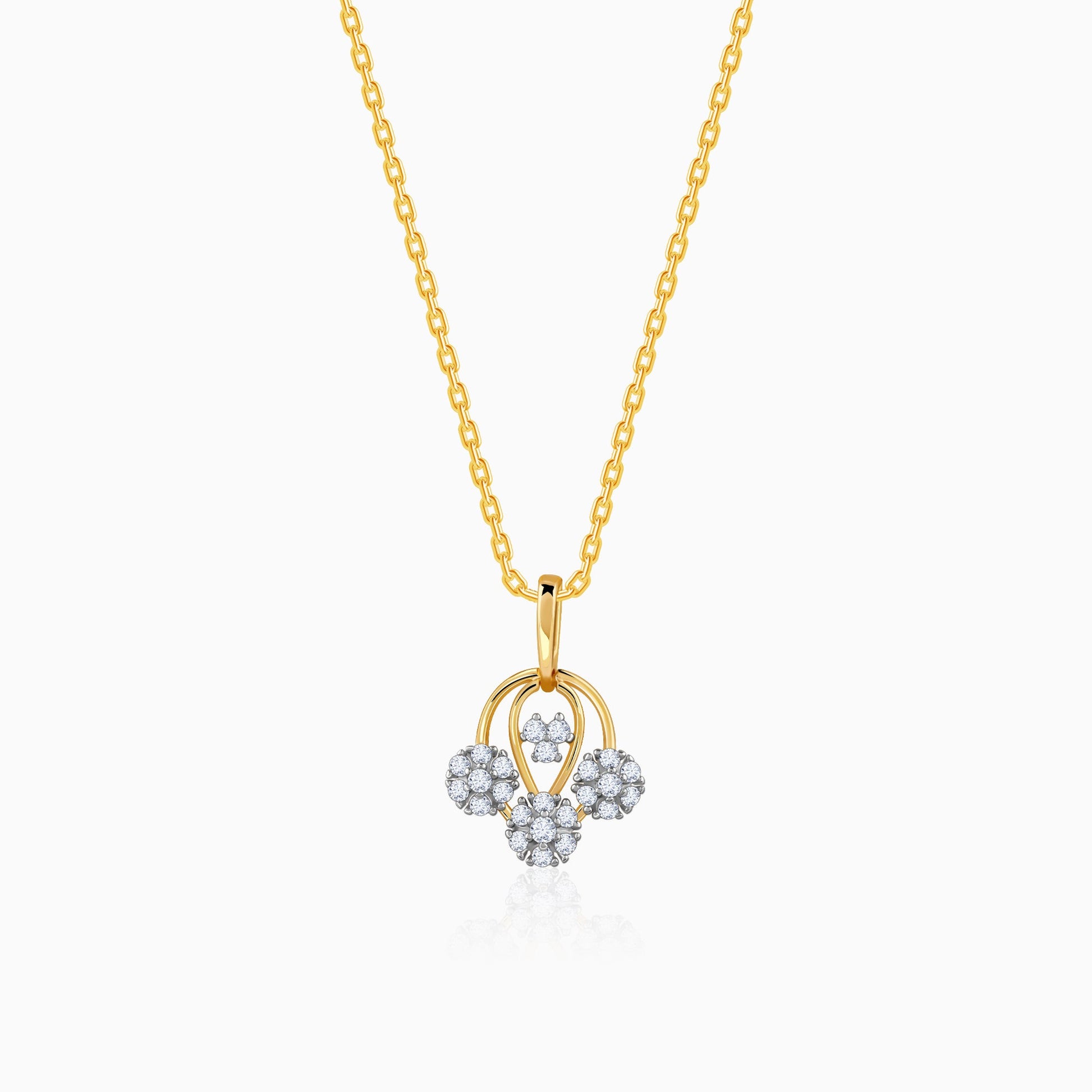 Gold Graceful Lotus Diamond Pendant