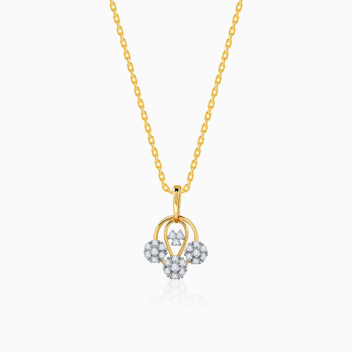 Gold Graceful Lotus Diamond Pendant