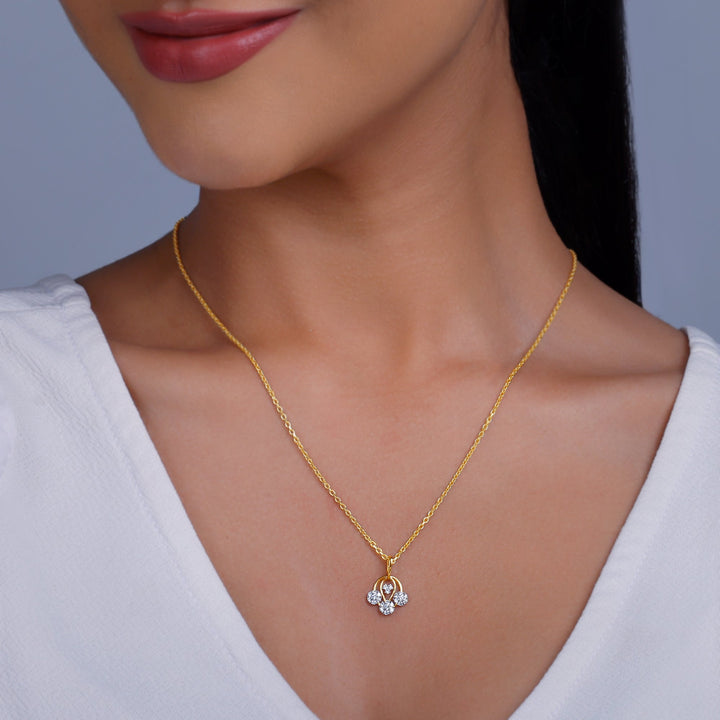 Gold Graceful Lotus Diamond Pendant