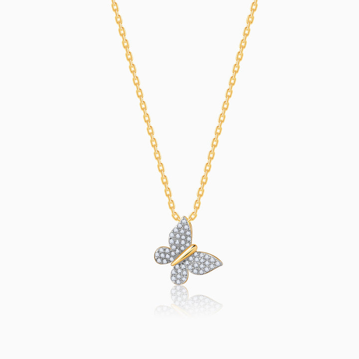 Gold Migratory Butterfly Diamond Pendant