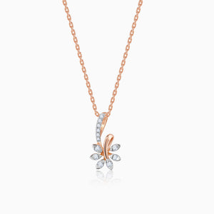 Rose Gold Dewdrop Blossom Diamond Pendant