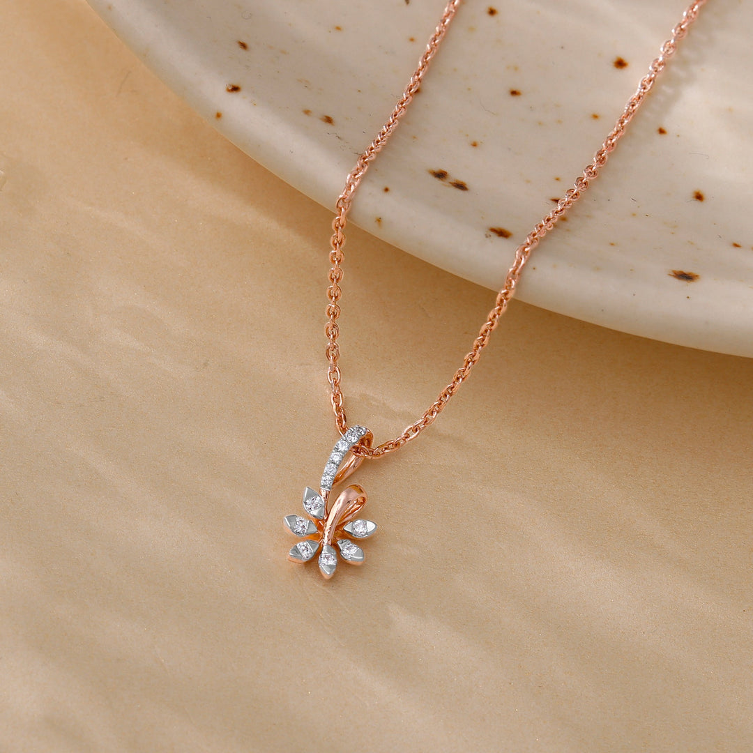 Rose Gold Dewdrop Blossom Diamond Pendant