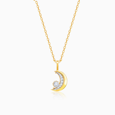 Gold Crescent-To-Full-Moon Foldable Diamond Pendant