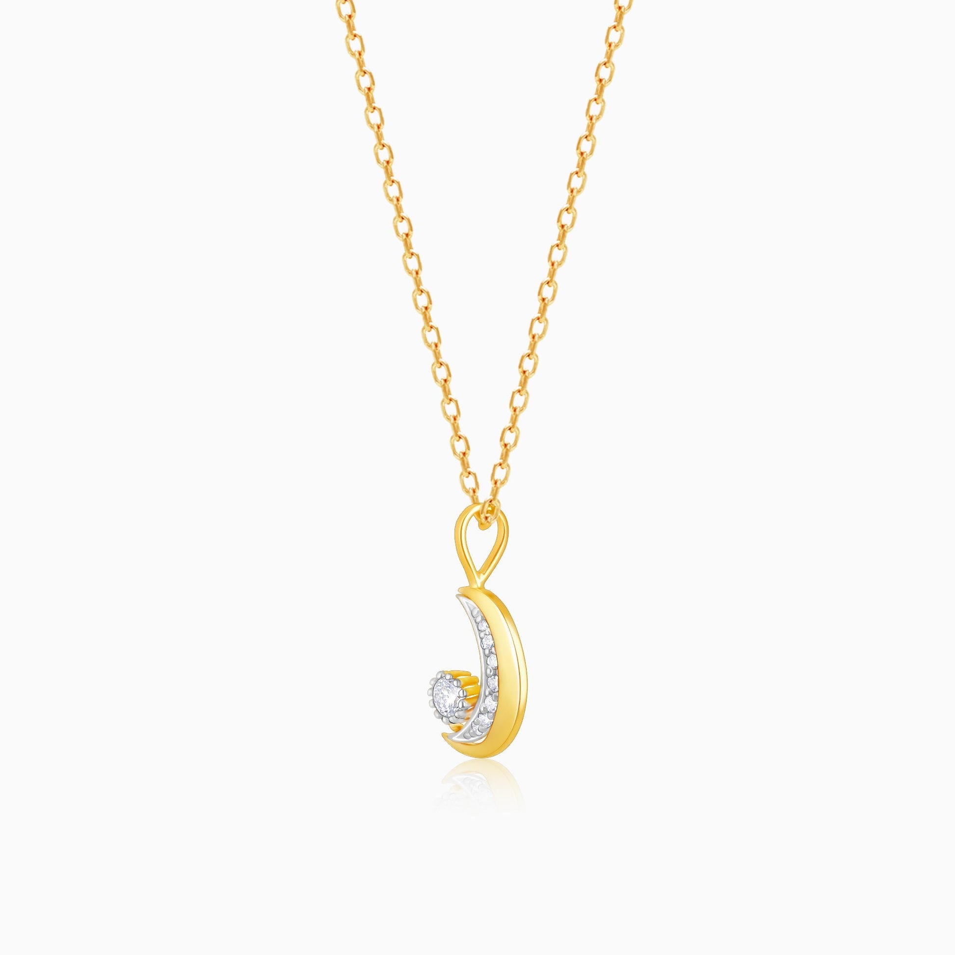 Gold Crescent-To-Full-Moon Foldable Diamond Pendant