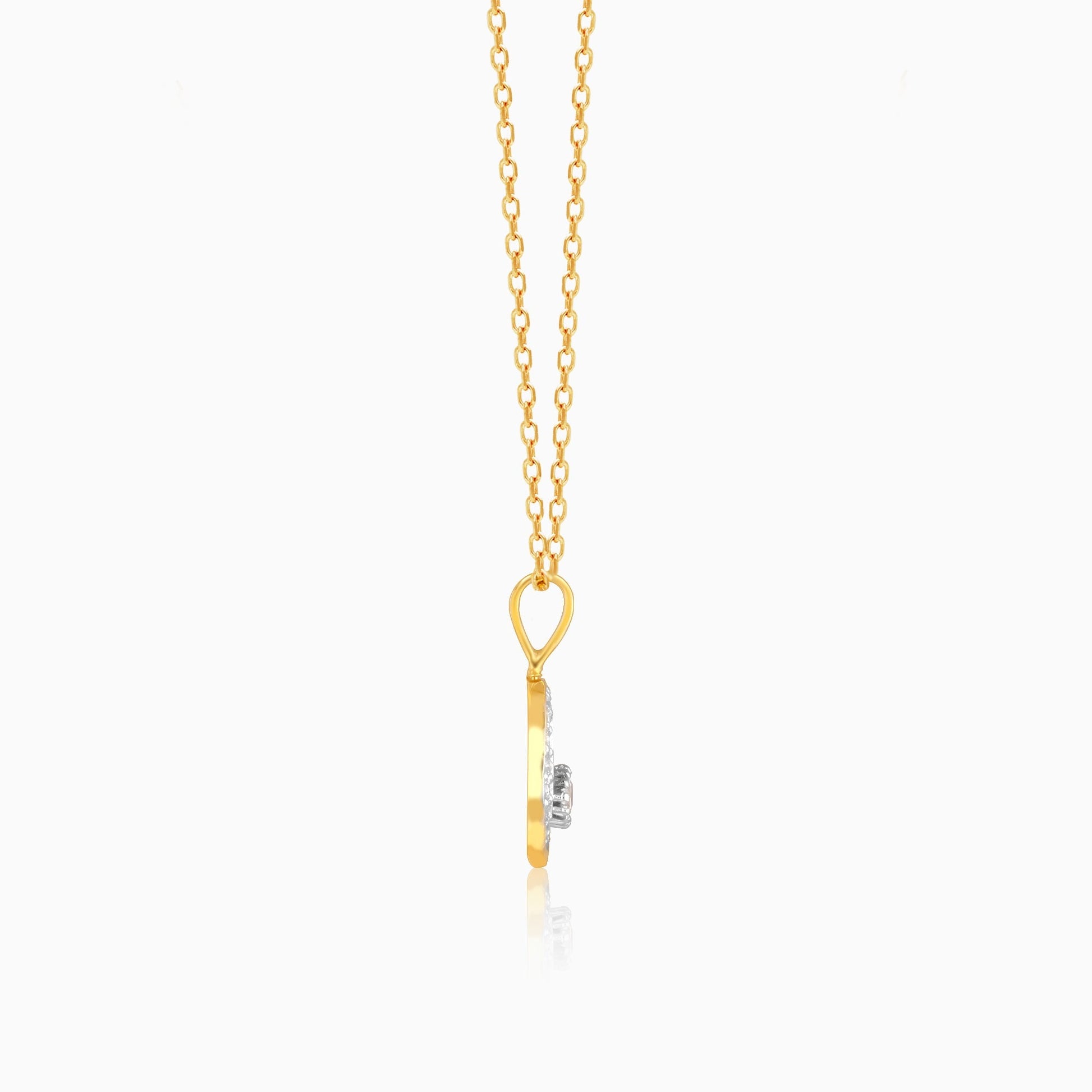 Gold Crescent-To-Full-Moon Foldable Diamond Pendant