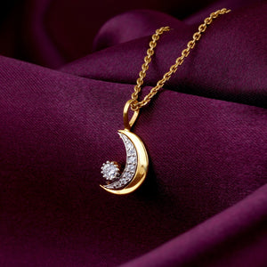 Gold Crescent-To-Full-Moon Foldable Diamond Pendant