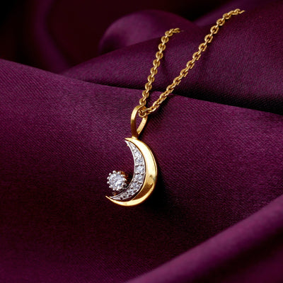 Gold Crescent-To-Full-Moon Foldable Diamond Pendant