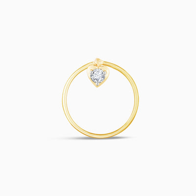Gold Dangling Solitaire Heart Diamond Ring