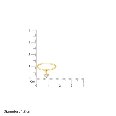 Gold Dangling Solitaire Heart Diamond Ring