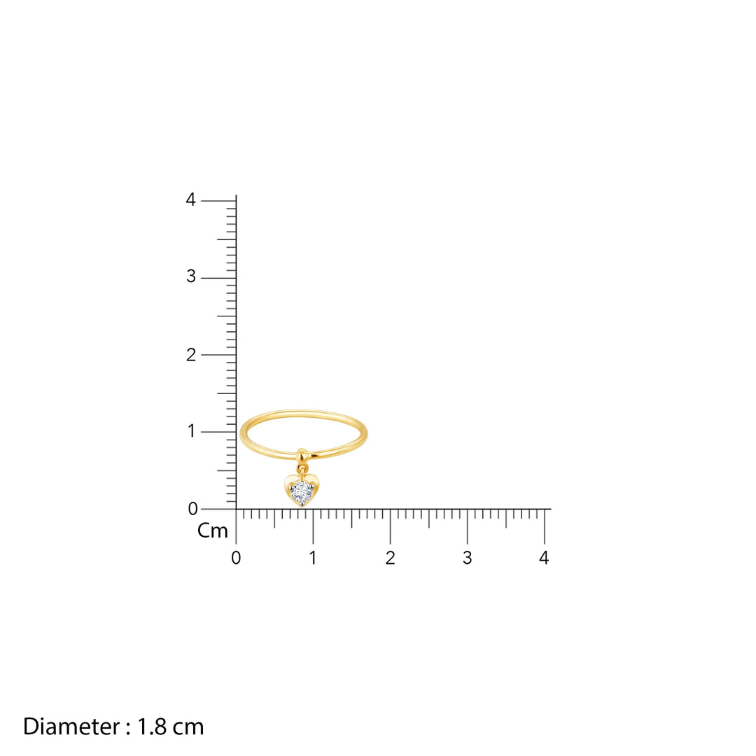 Gold Dangling Solitaire Heart Diamond Ring