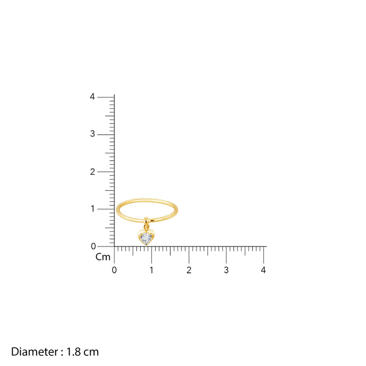 Gold Dangling Solitaire Heart Diamond Ring