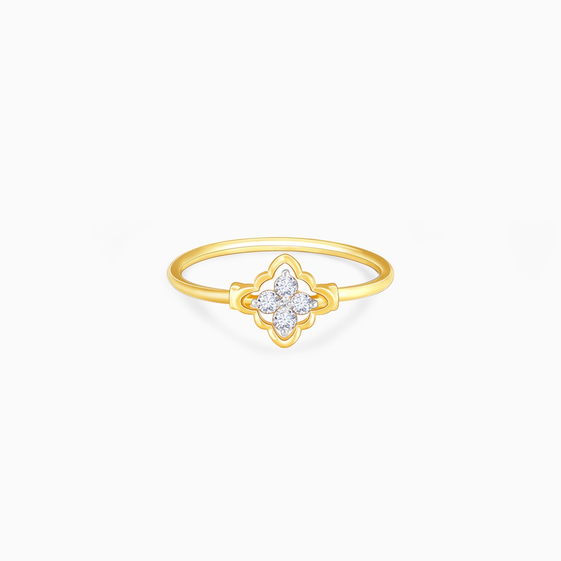 Gold Intricate Flower Diamond Ring