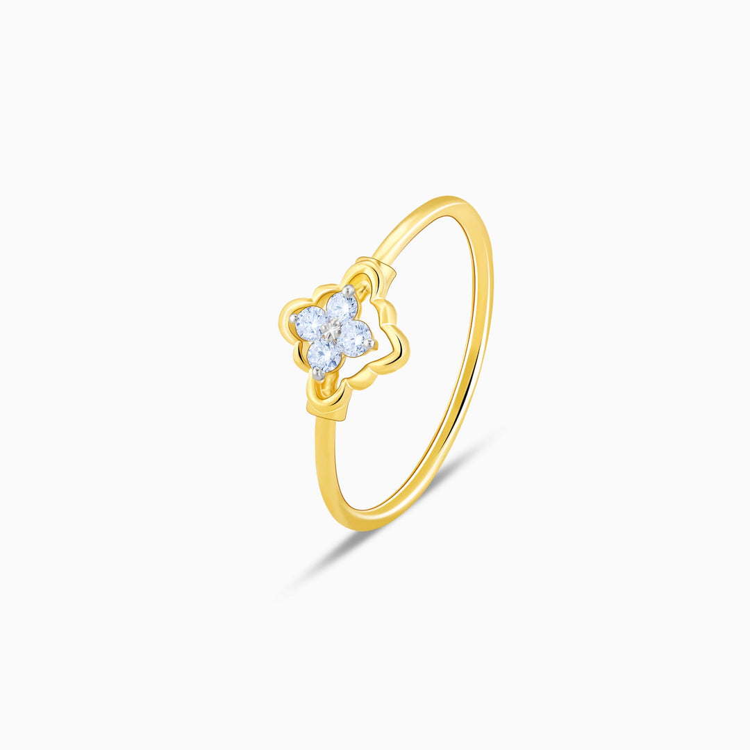 Gold Intricate Flower Diamond Ring