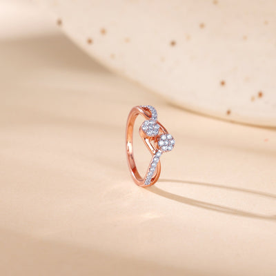 Rose Gold Dual Wavy Diamond Ring