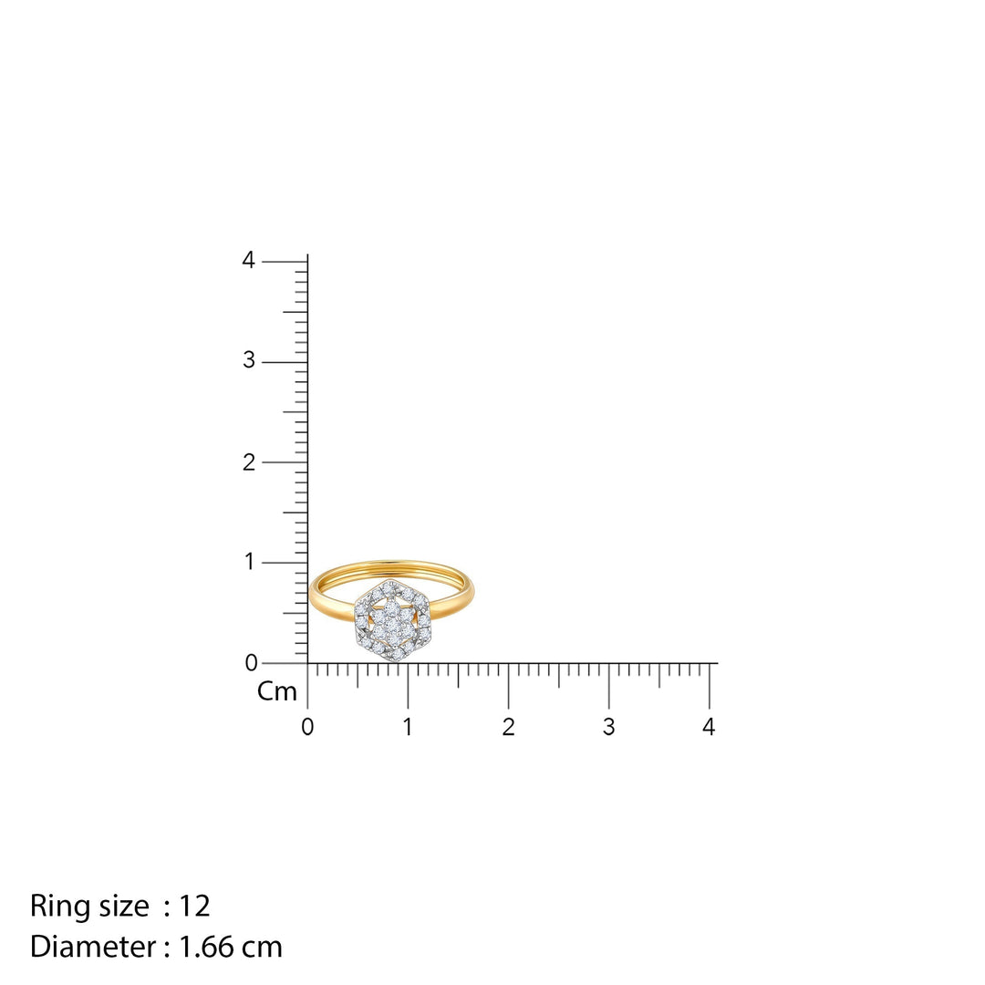 Gold Floral Geometry Diamond Ring