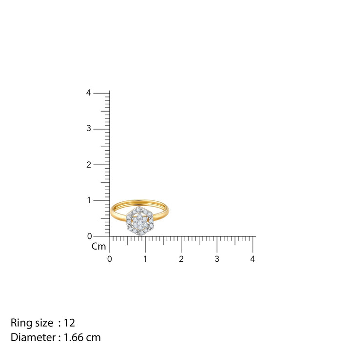 Gold Floral Geometry Diamond Ring