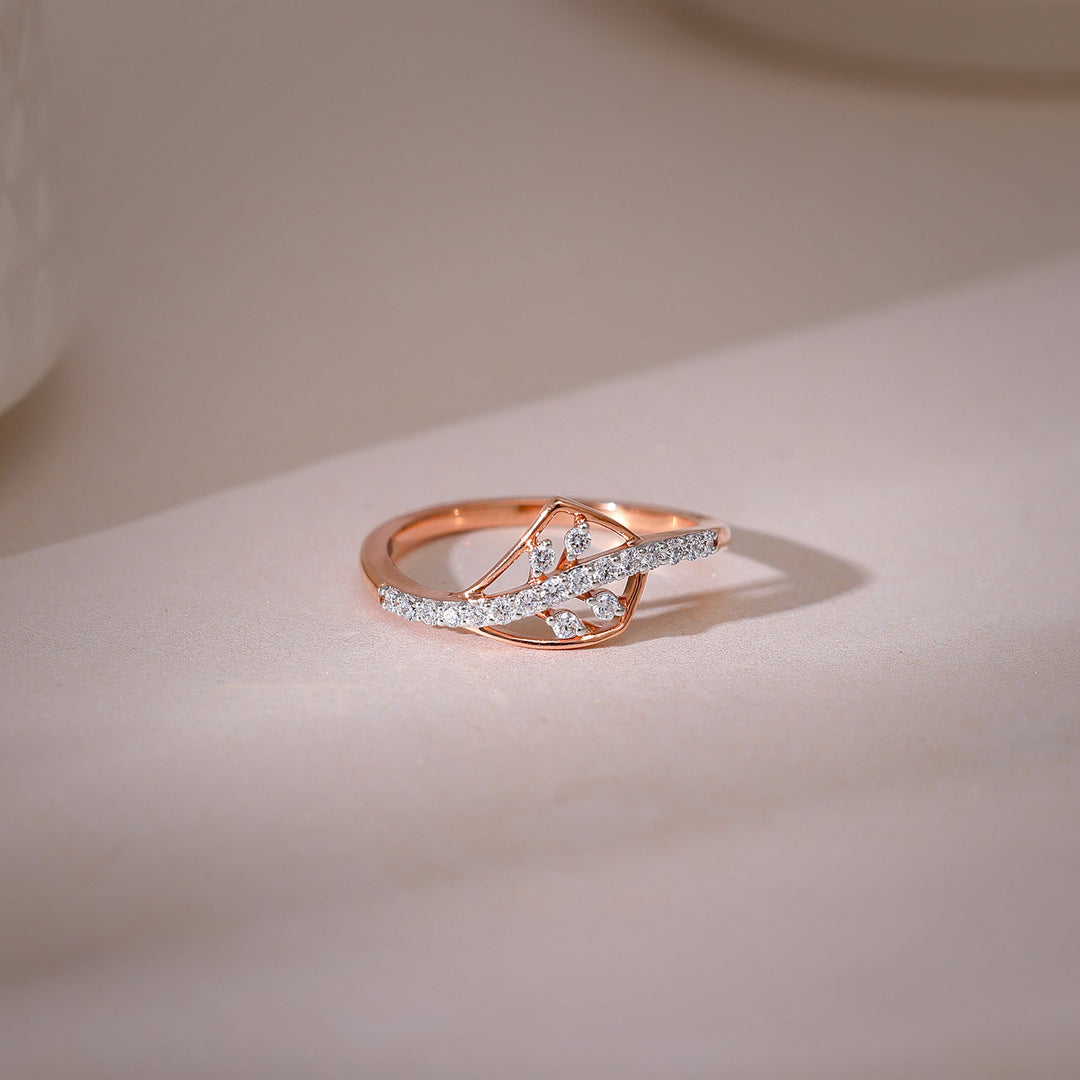 Rose Gold Foliage Diamond Ring