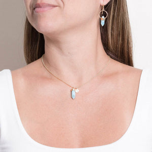 Delicate Rare Genuine Larimar Crystal Point Necklace
