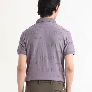 Rare Rabbit Men's Gesset-1 Purple Cotton Fabric Collared Neck Half Sleeves Statement Polo T-Shirt