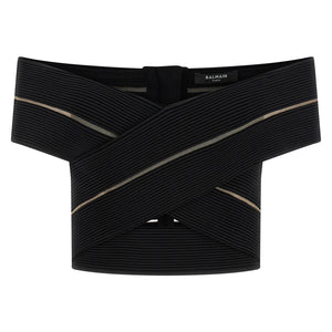 Balmain Off-the-shoulder Crop Top