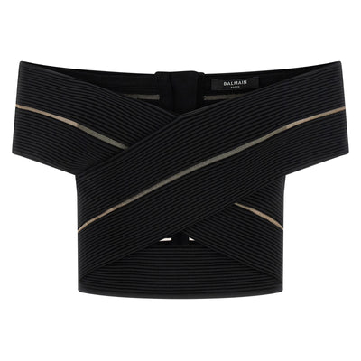 Balmain Off-the-shoulder Crop Top