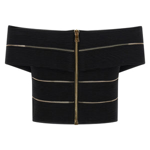 Balmain Off-the-shoulder Crop Top