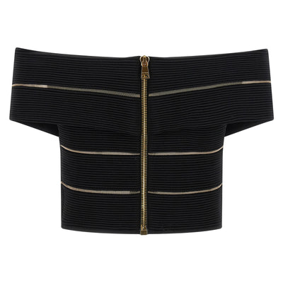 Balmain Off-the-shoulder Crop Top