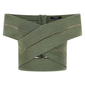 Balmain Off-the-shoulder Crop Top