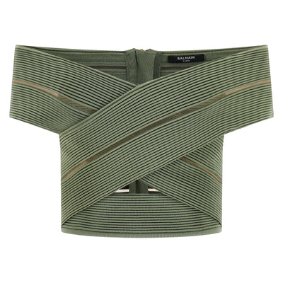 Balmain Off-the-shoulder Crop Top