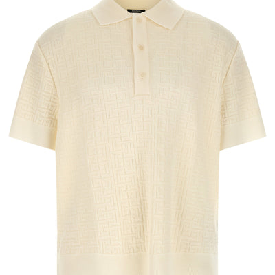 Balmain Monogram Jacquard Polo Shirt