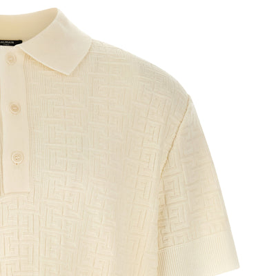 Balmain Monogram Jacquard Polo Shirt