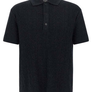 Balmain Monogram Knit Polo Shirt