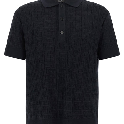 Balmain Monogram Knit Polo Shirt